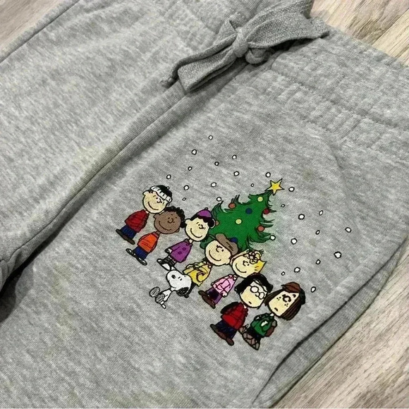 Peanuts Snoopy Charlie Brown Christmas Grey Drawstring Sweatpants Jogger Size XS - Picture 2 of 7